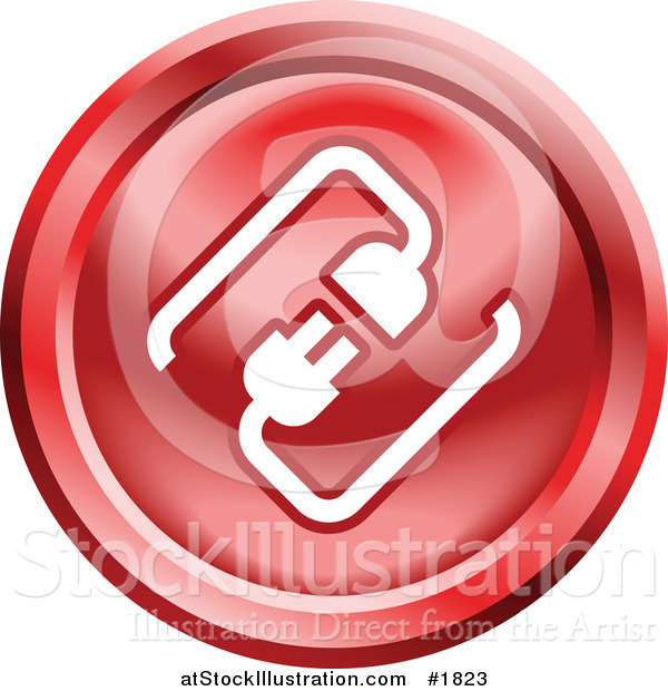 Vector Illustration of a Round Red and White Cable Connection App Icon