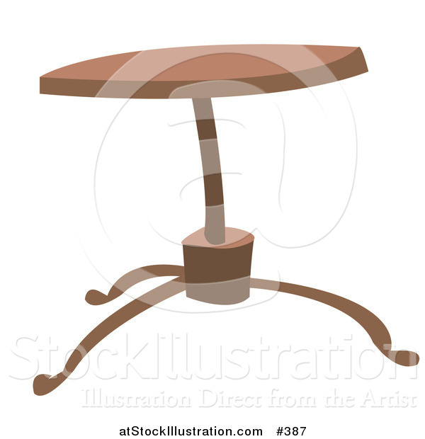 Vector Illustration of a Round Wooden Coffee Table