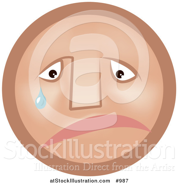 Vector Illustration of a Sad Emoticon Crying - Tan Version