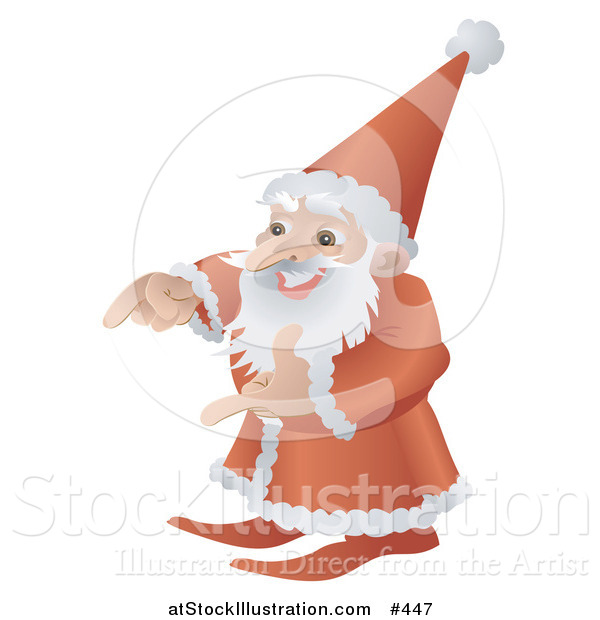 Vector Illustration of a Santa in His Red and White Uniform, Gesturing with His Hands