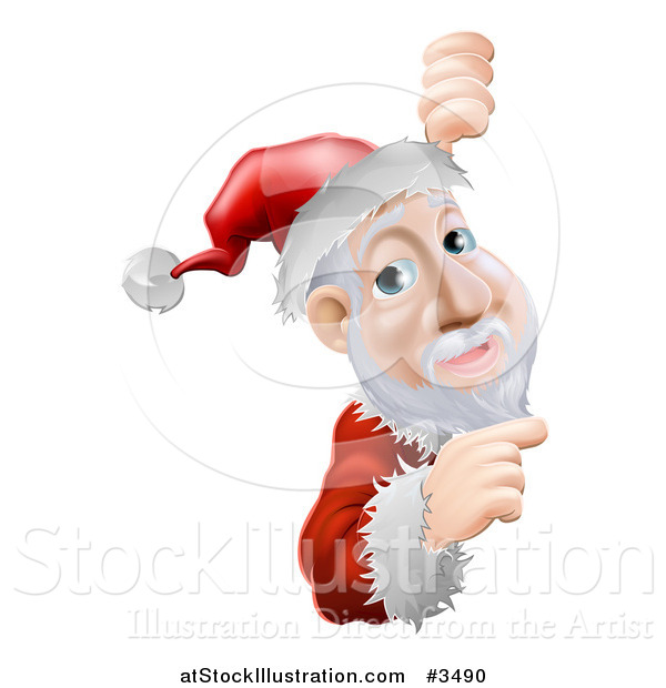 Vector Illustration of a Santa Pointing to a Christmas Sign