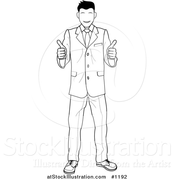 Vector Illustration of a Satisified Customer or Boss Smiling and Giving Two Thumbs up