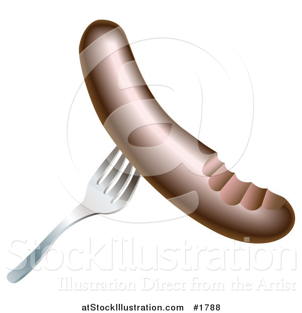 Vector Illustration of a Sausage on a Fork