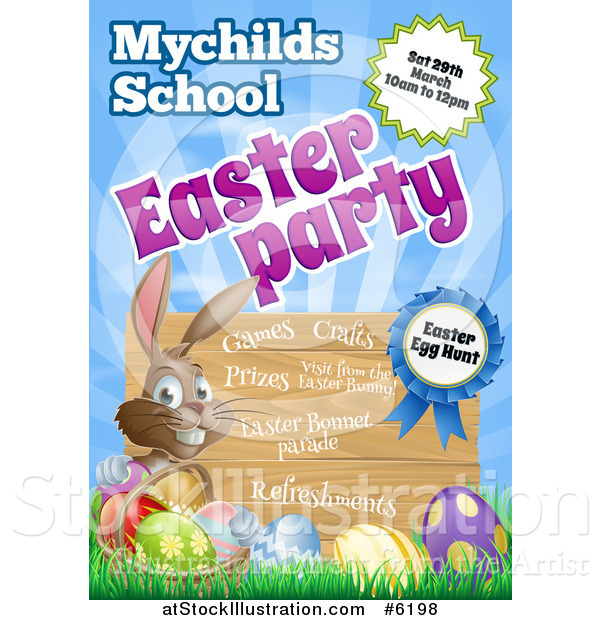 Vector Illustration of a School Party Easter Invitation Design