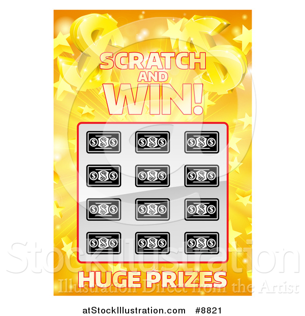 Vector Illustration of a Scratch and Win Lottery Ticket