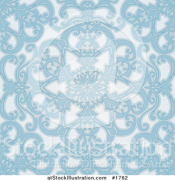 Vector Illustration of a Seamless Blue Geometric Floral Background