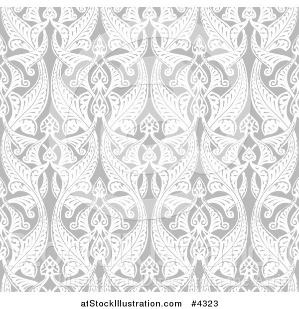 Vector Illustration of a Seamless Grayscale Art Nouveau Pattern