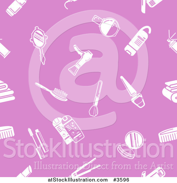 Vector Illustration of a Seamless Pink and White Beauty Product Pattern