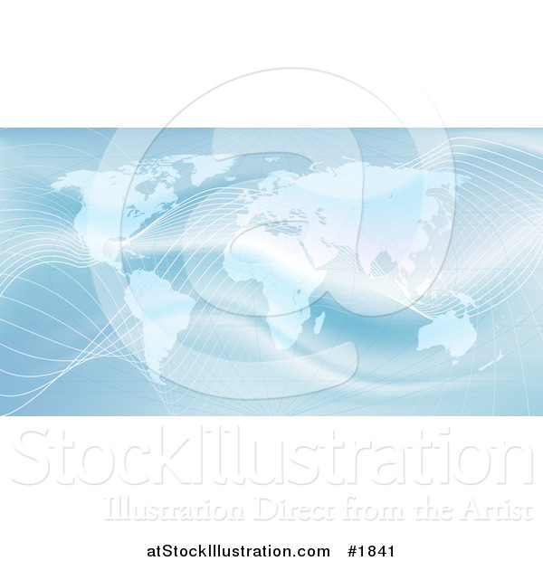 Vector Illustration of a Shiny Blue World Atlas with Waves