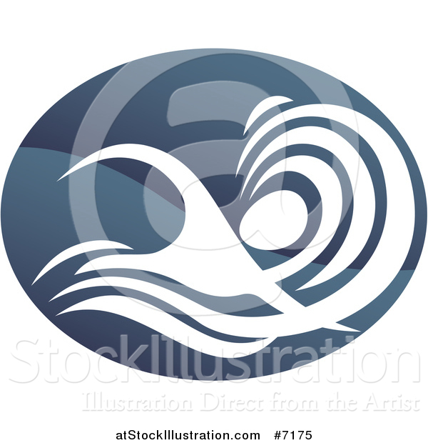Vector Illustration of a Shiny Gradient Dark Blue Abstract Swimmer Doing the Butterfly in Waves