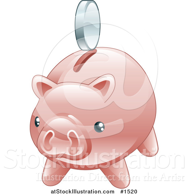 Vector Illustration of a Shiny Pink Piggy Bank