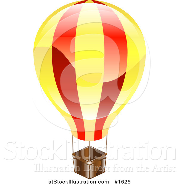 Vector Illustration of a Shiny Red and Yellow Hot Air Balloon