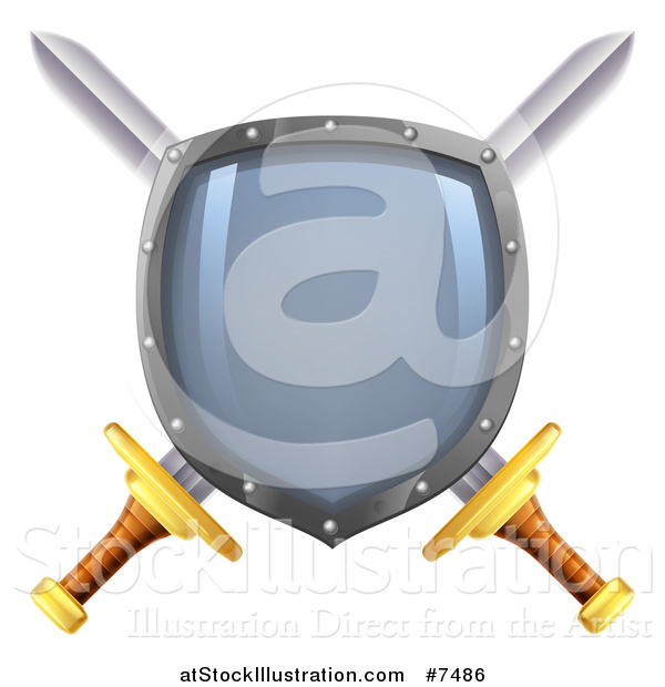 Vector Illustration of a Shiny Shield over Crossed Swords