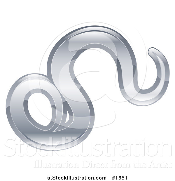 Vector Illustration of a Shiny Silver Leo Zodiac Astrology Symbol