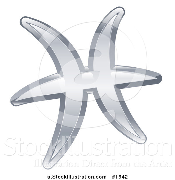 Vector Illustration of a Shiny Silver Pisces Zodiac Astrology Symbol
