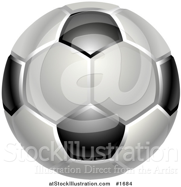 Vector Illustration of a Shiny White and Black Soccer Ball or Football