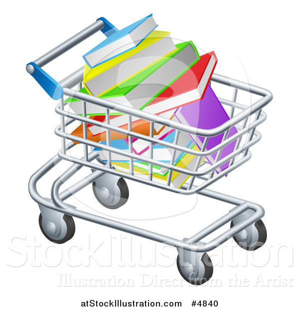 Vector Illustration of a Shopping Cart Full of Books