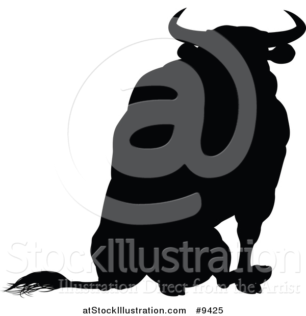 Vector Illustration of a Silhouetted Black Bull