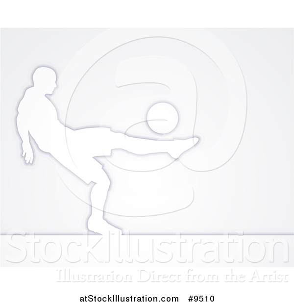 Vector Illustration of a Silhouetted Male Soccer Football Player in Action, over Gray