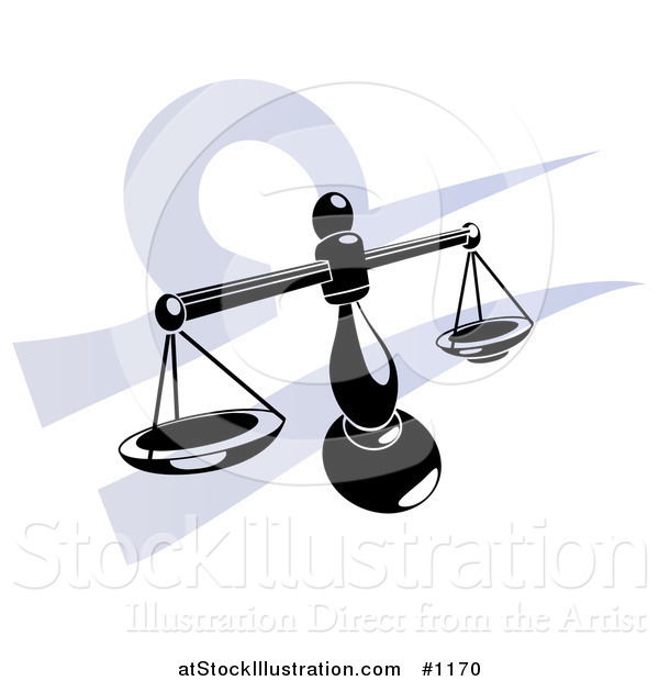 Vector Illustration of a Silhouetted Scales over a Blue Libra Astrological Sign of the Zodiac