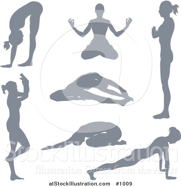 Vector Illustration of a Silhouetted Yoga Women Version 3