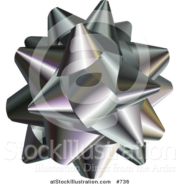 Vector Illustration of a Silver Gift Bow