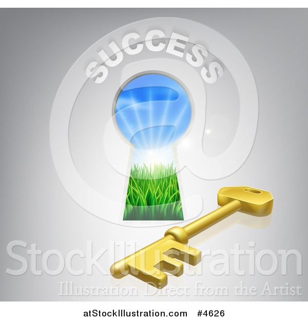 Vector Illustration of a Skeleton Key by a Succes Hole