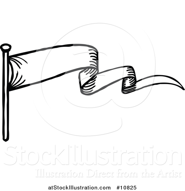 Vector Illustration of a Sketched or Etched Styled Black and White Scroll Banner