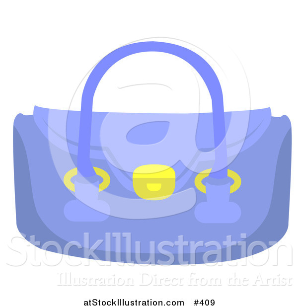 Vector Illustration of a Small Blue Purse with Golden Rings and Lock
