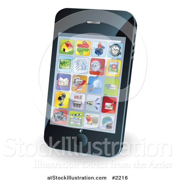 Vector Illustration of a Smart Phone with App Icons