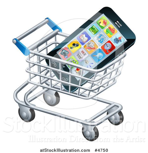 Vector Illustration of a Smartphone in a Shopping Cart