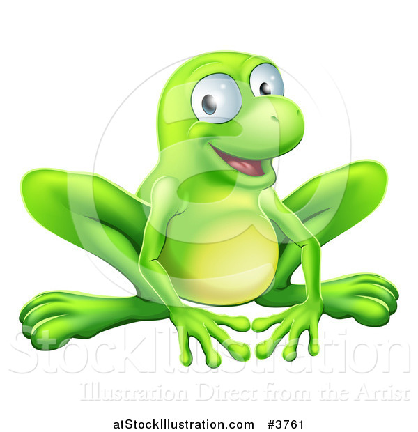Vector Illustration of a Smiling Green Frog