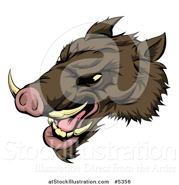 Vector Illustration of a Snarling Aggressive Razorback Boar Mascot Head