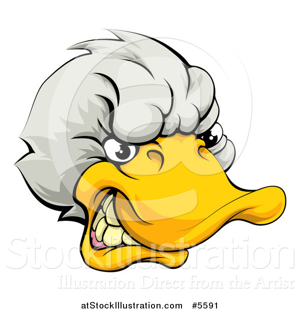 Vector Illustration of a Snarling Duck Mascot Head