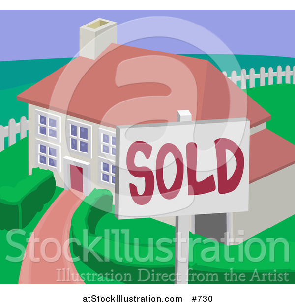 Vector Illustration of a Sold Residential Home