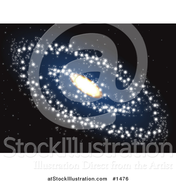 Vector Illustration of a Spiral Galaxy of Twinkling Stars with a Bright Center in the Blackness of Outer Space