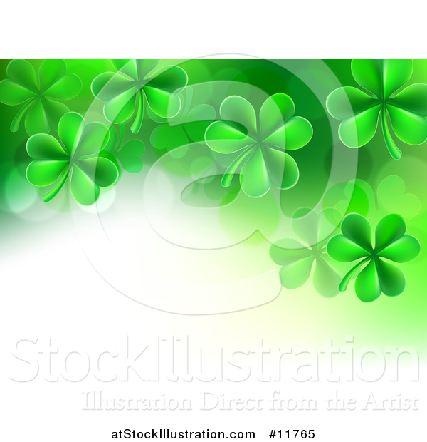 Vector Illustration of a St Patricks Day Background with Green Shamrocks and Text Space