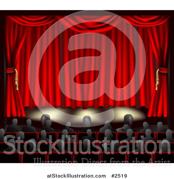 Vector Illustration of a Stage with Red Curtains