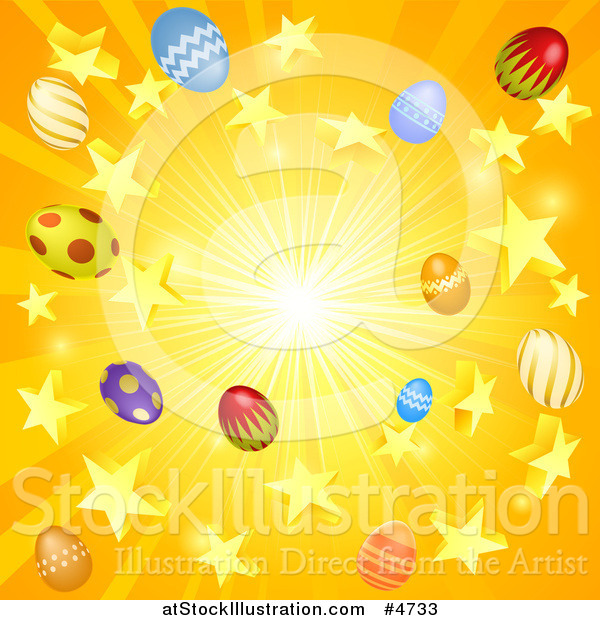 Vector Illustration of a Star and Easter Egg Burst Background