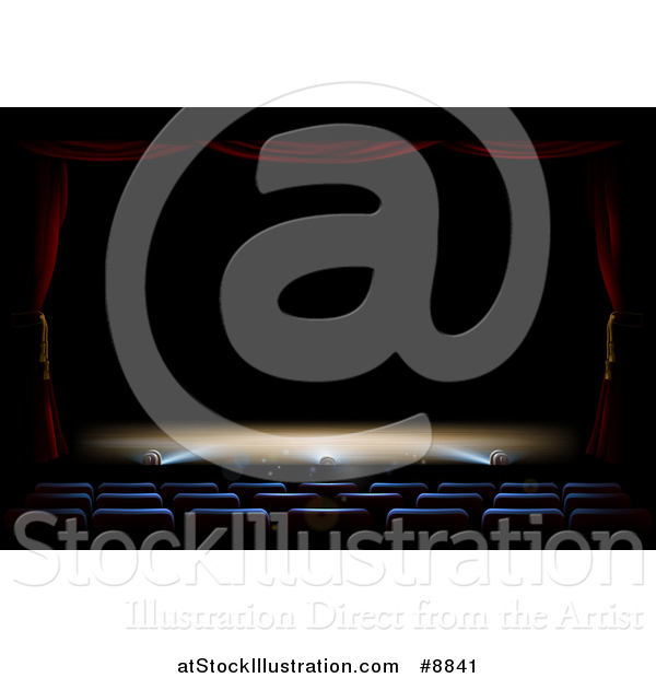 Vector Illustration of a Theatre Stage Framed with Curtains and Lights