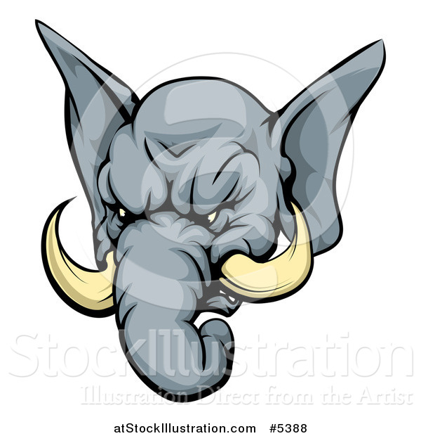 Vector Illustration of a Tough Elephant Mascot Head