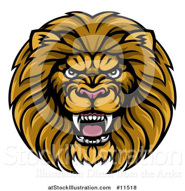 Vector Illustration of a Tough Male Lion Head Mascot