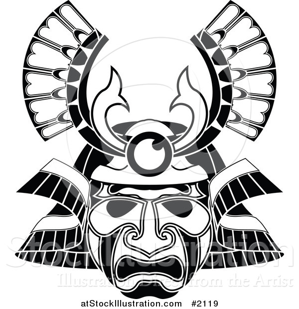 Vector Illustration of a Tribal Mask Tattoo Design