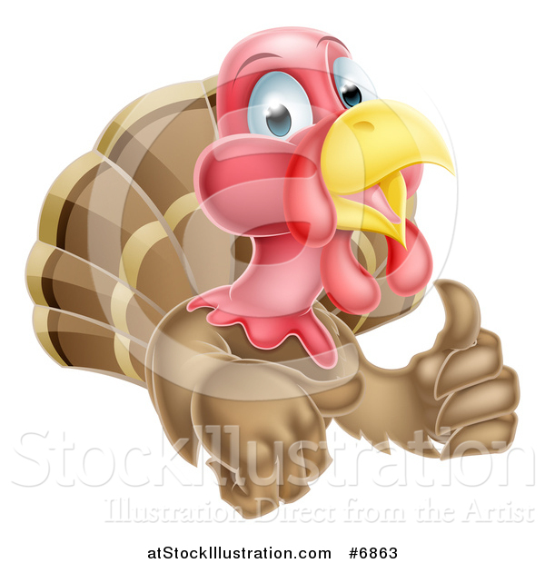 Vector Illustration of a Turkey Bird Giving a Thumb up