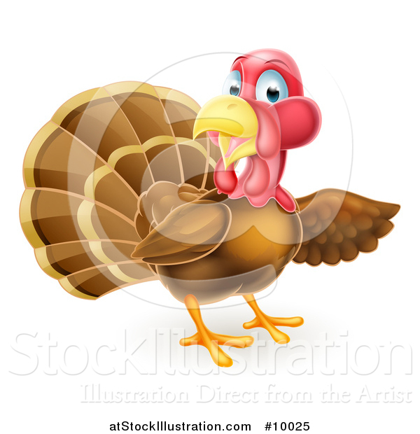 Vector Illustration of a Turkey Bird Presenting