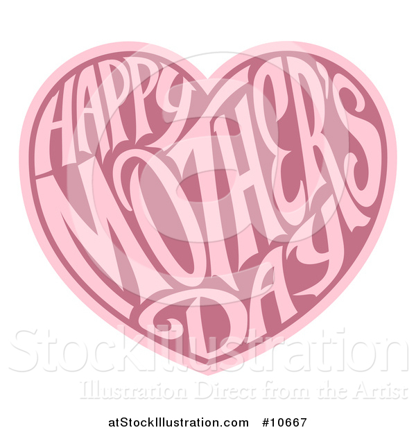 Vector Illustration of a Two Toned Love Heart with Happy Mothers Day Text Inside