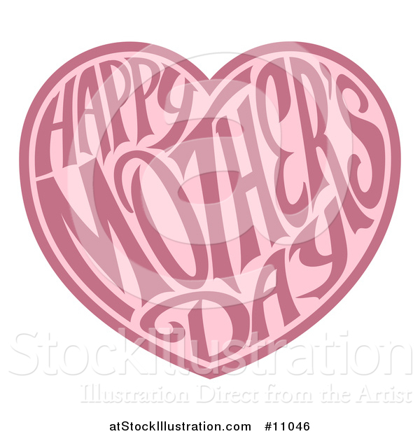 Vector Illustration of a Two Toned Love Heart with Happy Mothers Day Text Inside