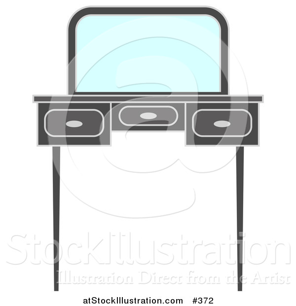 Vector Illustration of a Vanity Dressing Table with a Mirror