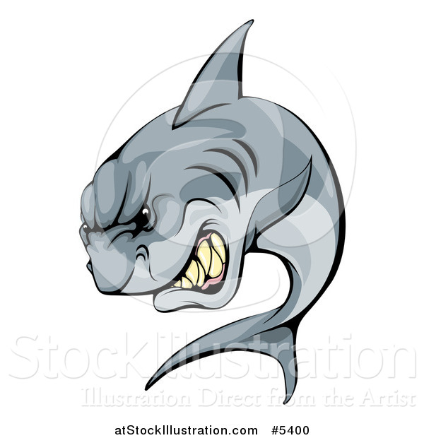 Vector Illustration of a Vicious Shark Mascot Attacking