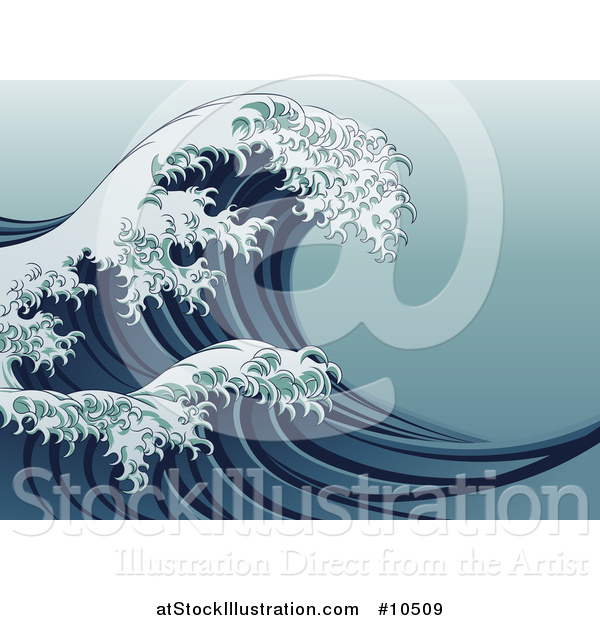 Vector Illustration of a Vintage Styled Japanese Great Wave